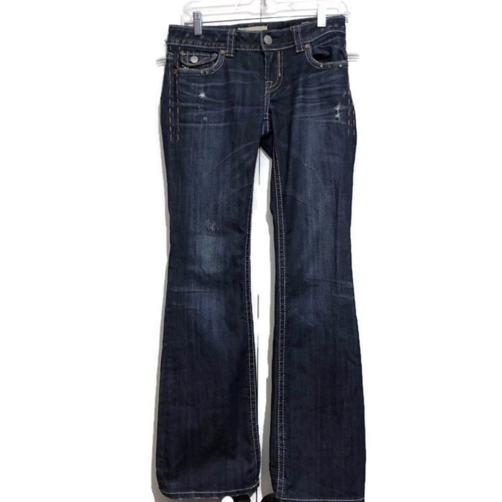 MEK New York Jeans Dark Wash Bootcut Contrast Stitch Flap Pockets size 26/32